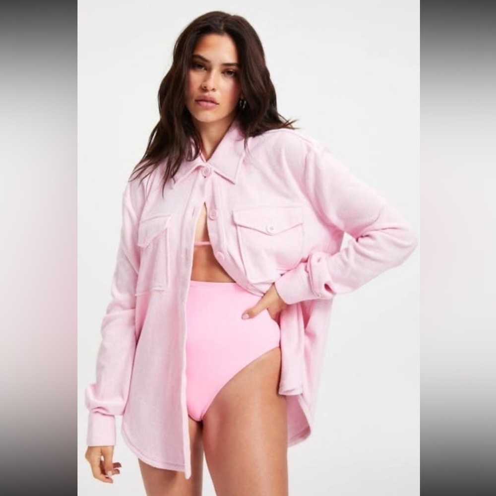 Good America Terry Shacket Coverup - XS / Lavender